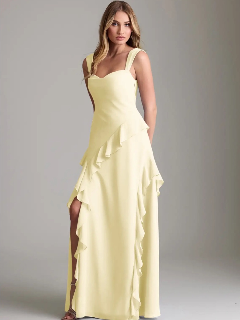 Azazie Sloane Lemon Sorbet Ruffle Dress